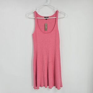 NWT J.Crew Ribbed Scoopneck Knit Mini Dress Sz M Pink AY836 Tank Scallop Hem